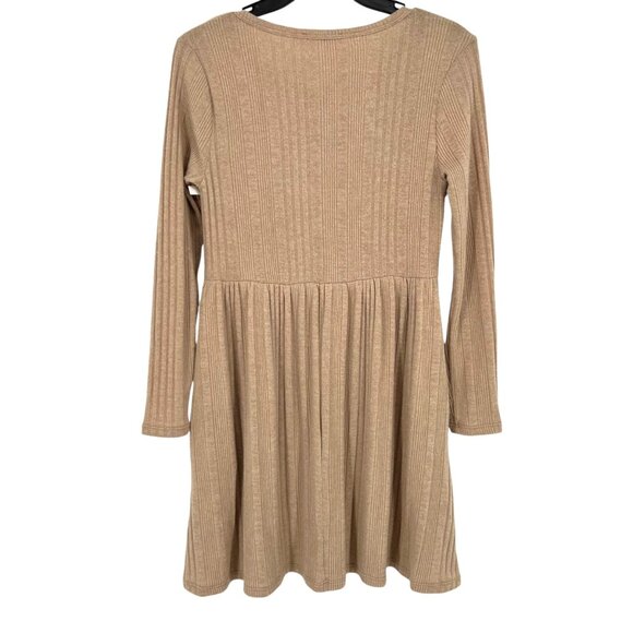 Lush Ribbed Henley A-Line Long Sleeve Dress Beige Irish Cream Size XS NWOT - Picture 5 of 10